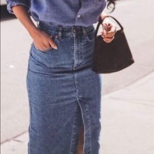 Zara high waist denim skirt with slit in front